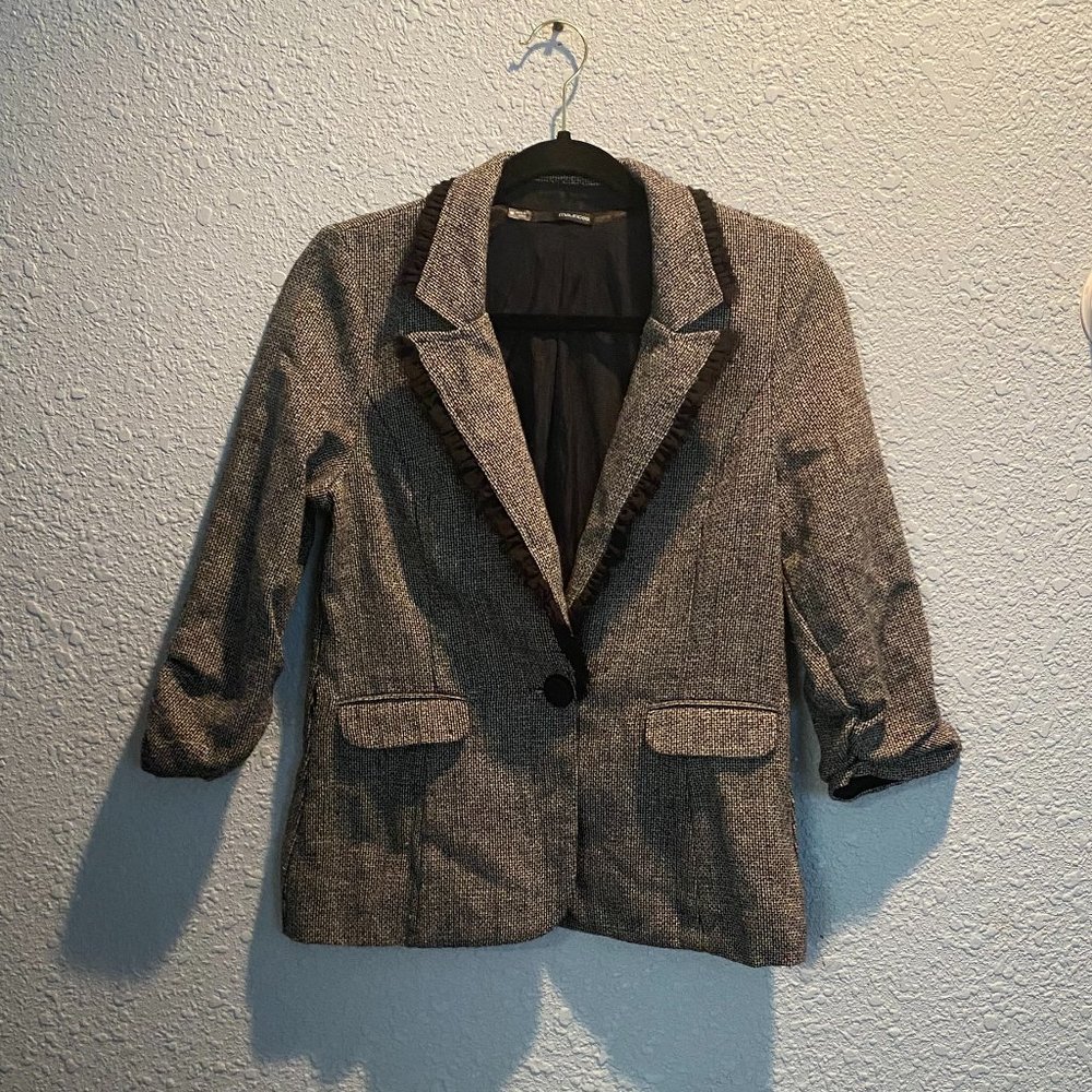 Maurices Women's Size M 3/4 Length Sleeve Gray Tweed Blazer